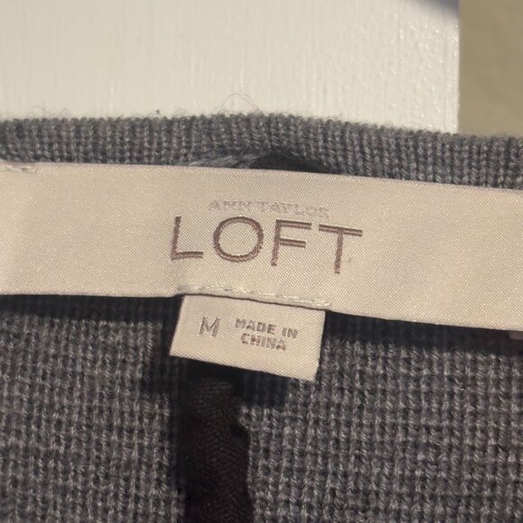 Loft Medium Grey Womens Wool Blend Moto Knit sweater - Picture 10 of 12